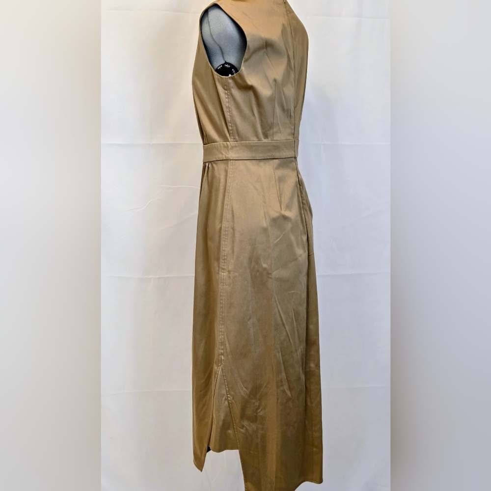 Prada Tan/Camel Midi Sleeveless Dress Women's Size S, NWT, Office Luxury, Cotton - Picture 6 of 12